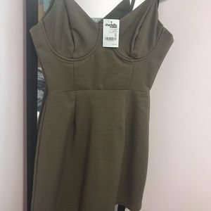 Army green fitted dress